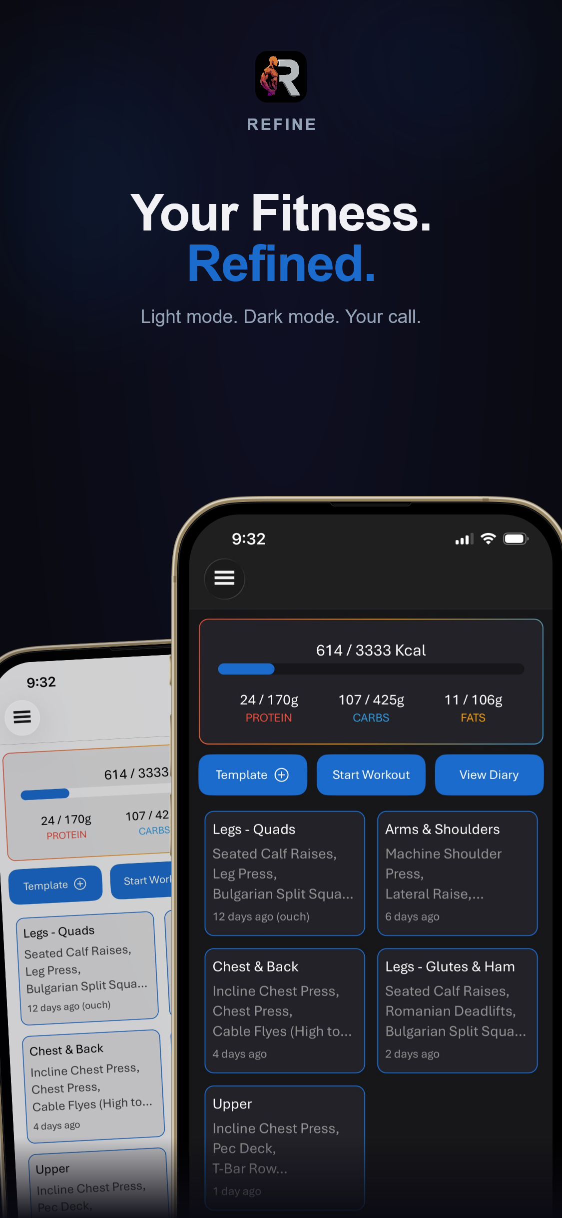 Refine app home screen